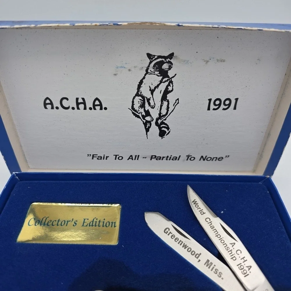 A.C.H.A 1991 World Championship Bear Hunter Pocketknife 1 Of 300 Collectors RARE